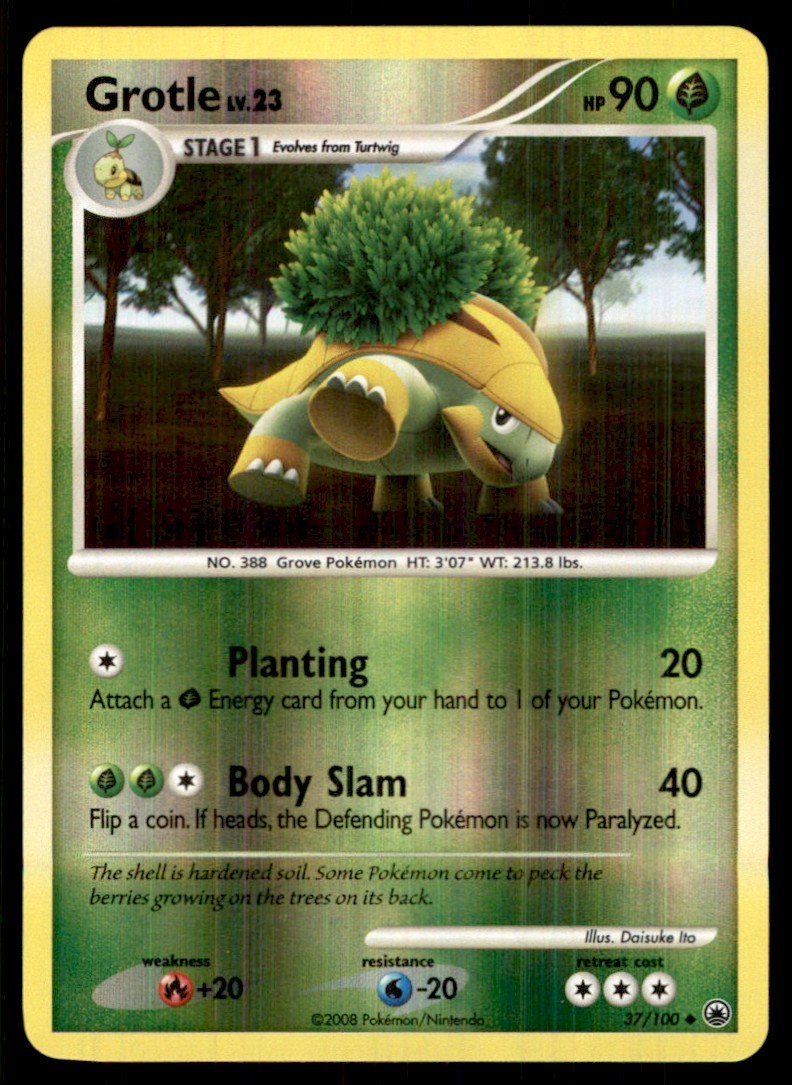 2008 Diamond & Pearl - Majestic Dawn Reverse Holo Grotle #37