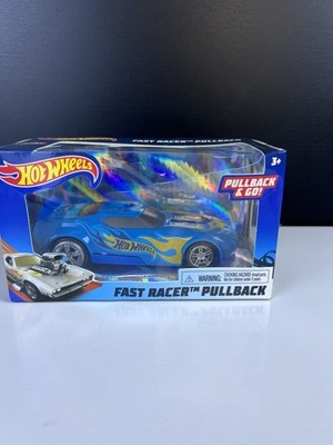 Hot Wheels Fast Racer Pullback Blue Flame Car Just Play Pullback & Go NIB