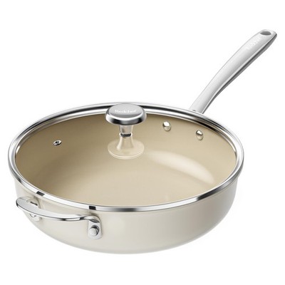 Ceramic Saute Pan with Lid, Nonstick Deep Frying Pan, 5QT Jumbo Cooker with H...