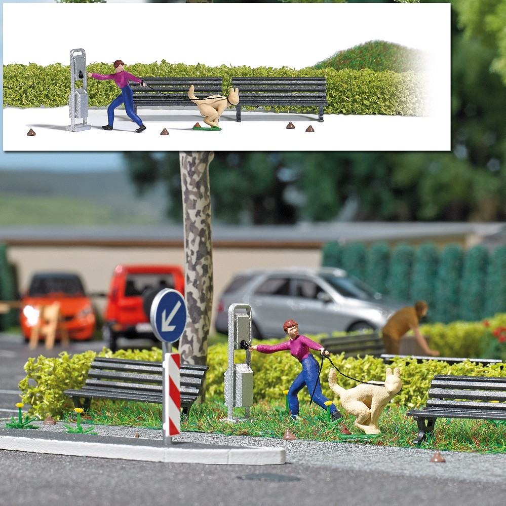 Busch 7851 - 1/87 / H0 Action Set: Dog Toilet - New