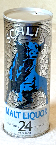 Vintage 1960er Schlitz "Strong Tall Boy" Malz Schnaps - 24 Unzen - 3/4 Quart - Stahl Bierdose