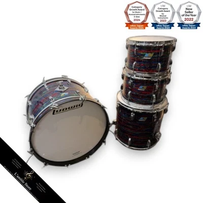 Ludwig Vintage Drum Set 22,12,13,16 3 plis acajou/plis/érable psychédélique r... - Photo 1/4