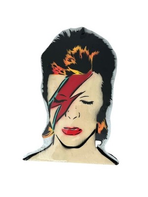 Rare Ace Troy Pop Art David Bowie  Aladdin Sane  2023 Wood Cutout Signed Unique