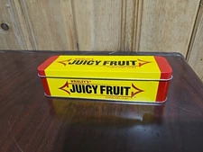 Wrigley's Juicy Fruit Chewing Gum HInged Tin Box 6 1/2"