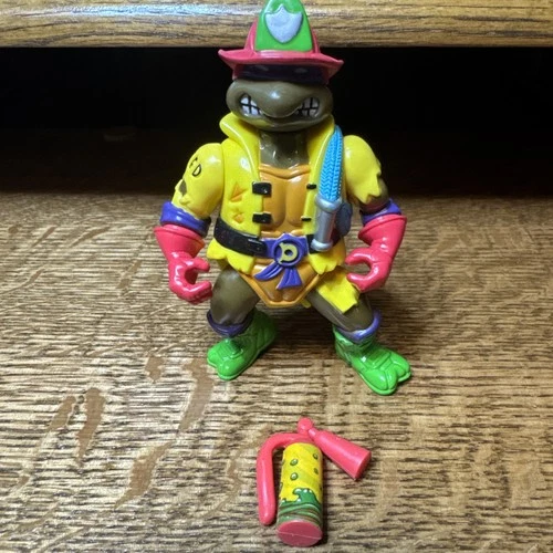 TMNT Teenage Mutant Ninja Turtles Hose 'em Down Don Firefighter Figure Vintage