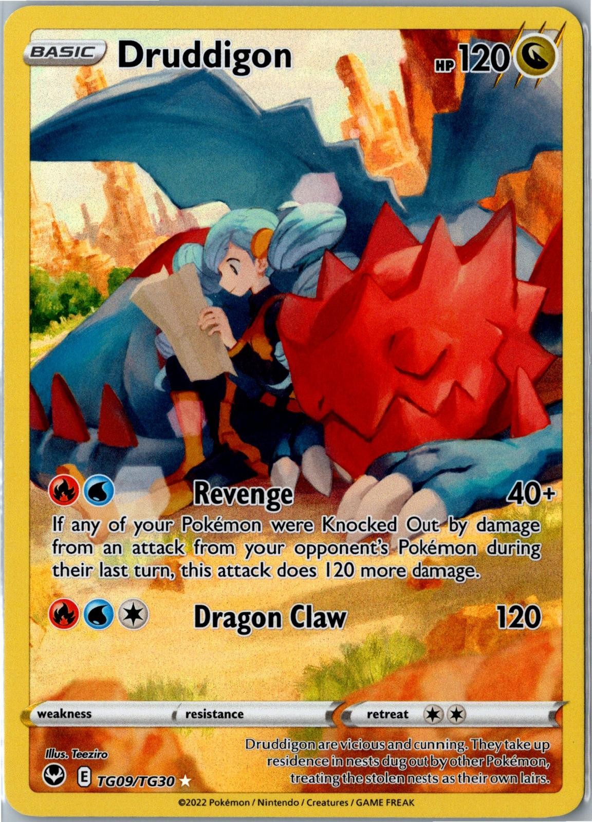Pokemon Card - Druddigon Silver Tempest Trainer Gallery TG09/TG30 Holo LP
