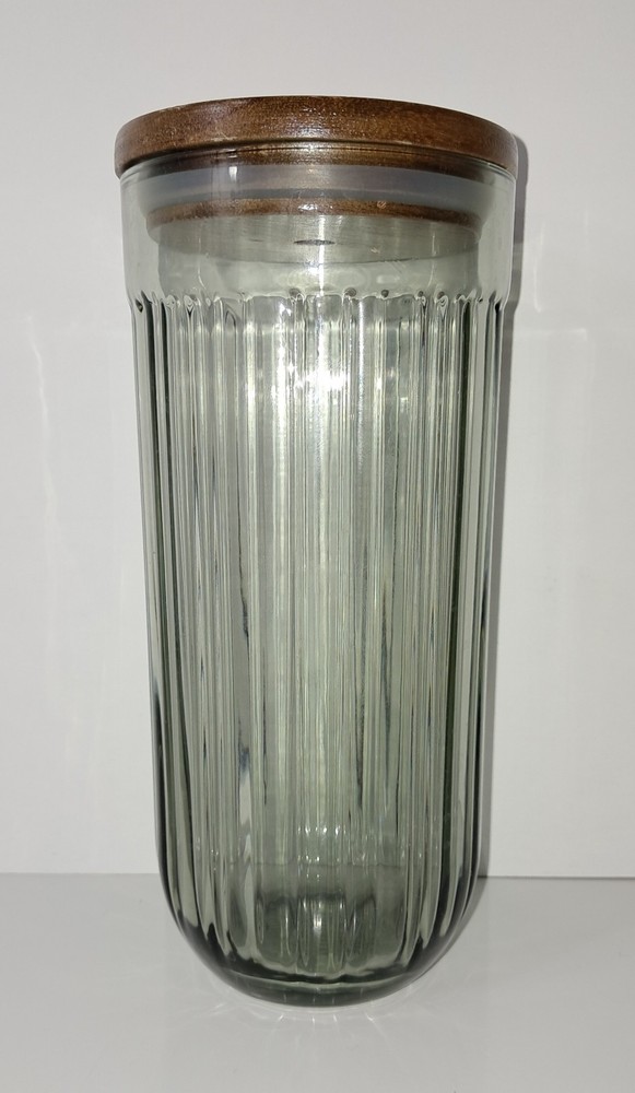 21oz Green Glass Tumbler with Fluted Wooden Lid by Hearth & Hand Magnolia