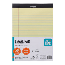 Pen + Gear Legal Pads, Canary Color Paper, 50 Sheets, Wide Ruled, 1 Count