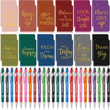 48 Pcs Bulk Motivational Pens Inspirational Notepads Set, Small Pocket Motivatio