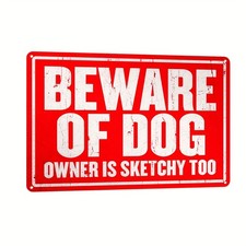 Vintage "Beware of Dog" Warning Humorous Iron Tin Metal Signs Home D cor 8x12