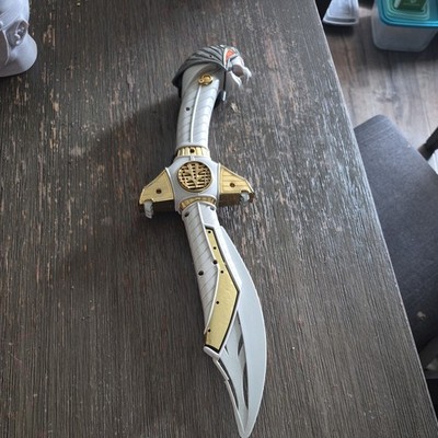 94 Vintage 17'' Power Rangers Bandai White Gold Working Talking Saba Sword works!