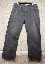 Vintage Levis 505 Mens Jeans Regular Fit Black Straight Leg Size 38x30