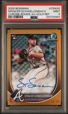 2025 Bowman Chrome Rookie Auto #CRASS Spencer Schwellenbach Gold Ref /50 PSA 9