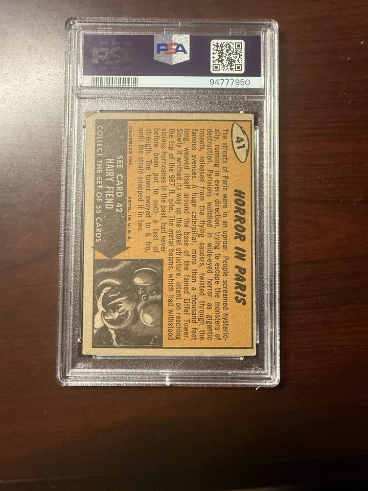 1962 Mars Attacks #41 Horror In Paris - PSA 3 - Image 2 of 2