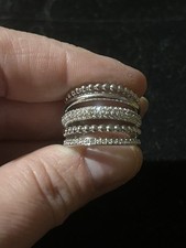 Swarovski Click 5 Band Rhodium Plated Statement Cocktail Ring Size 60 (UK R)