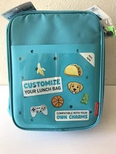 KIDS FIT+FRESH BLUE BAYLEE INSULATED LUNCH BAG WITH 6 CHARMS TO CUSTOMIZE NWT