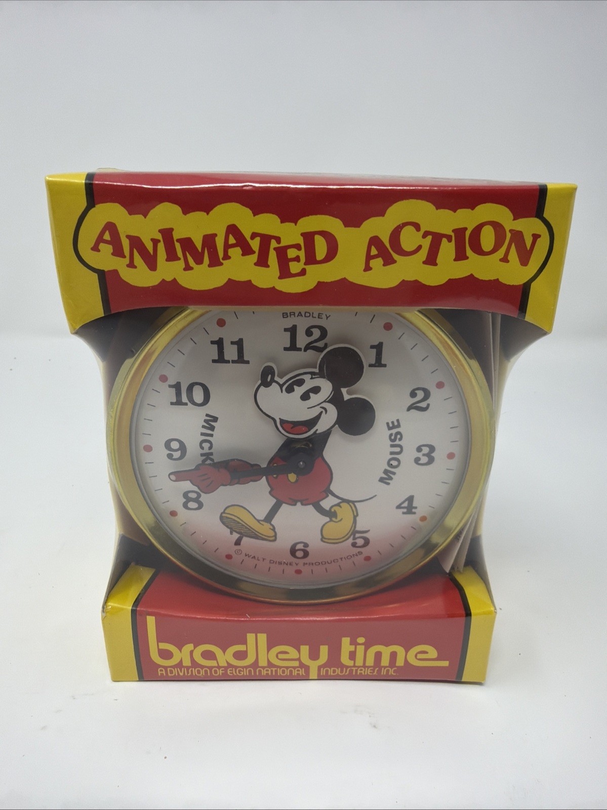 Bradley Time Vtg Mickey Mouse Animated Action Wind Up Alarm Clock 1986