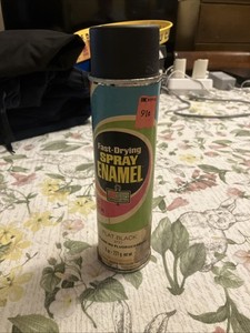 Vintage 70s K-Mart Enamel Spray Paint Can w/Paper Label Flat Black 3727 Empty