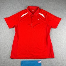 Nike Fit Dry Polo Shirt XL Red WHite Logo Swoosh Lightweight Casual Active Mens