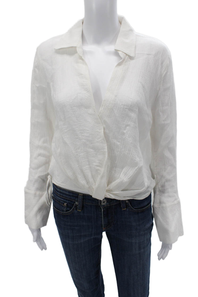 Pharaoh Womens Collared Button Solid Long Sleeve … - image 1