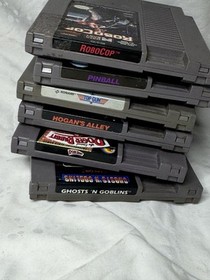 Nes Games Lot Of 6 Robocop,hogans Alley, Pinball, Roger Rabbit,top Gun, Ghost 