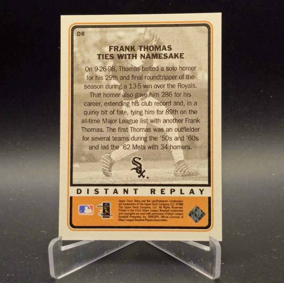 1999 Upper Deck Retro Frank Thomas Distant Replay Insert Chicago White Sox #D8 - Image 2 of 2