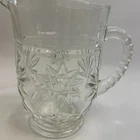 Vintage Anchor Hocking Prescut Glass Small Pitcher – Star of David EAPC – 5.75"