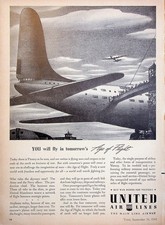 Original 1942 Vintage Print Ad: United Airlines, The Main line Airways