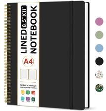 Taja Spiral Notebook 8.5"x11" - A4 College Ruled Journal for Writing