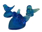 Art Glass Bluebird of Happiness x3 Leo Ward Votive & Double 1989, Ron Ray 2014