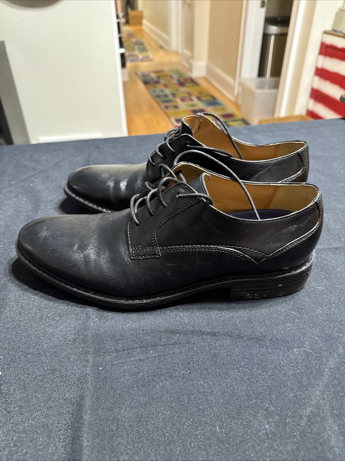 Scarpe da uomo Bostonian Clarks 261194207095 Garvan tinta unita 10 5 M in pelle nera