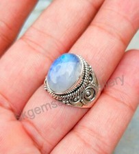 Moonstone Ring 925 Sterling Silver Rainbow Moonstone Ring Fine Ring All Size