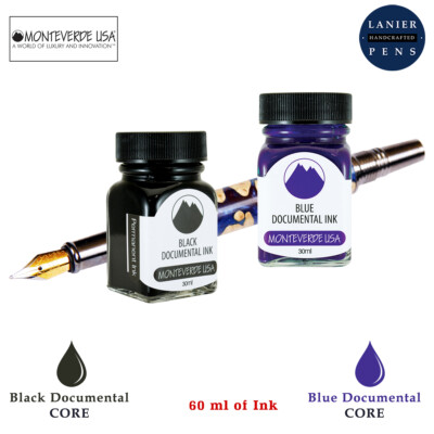 Monteverde 60ml Core Ink Bottle (30ml Black Documental, 30ml Blue Documental)