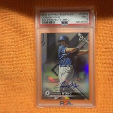 Connor Wong 2019 Bowman Platinum #TOP48 Top Prospect Autograph PSA 9 Mint Dodges
