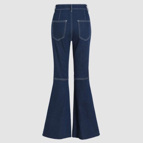 Cider High Rise Bell Bottom Flare Denim Jeans Womens Medium M Dark Blue Boho - Picture 6 of 14