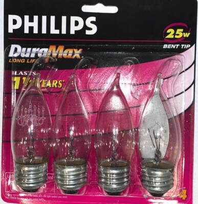 25W 2700K BA9.5 Medium Base (Clear) Flame Tip Light Bulb (2 Pack - 8 Pieces)
