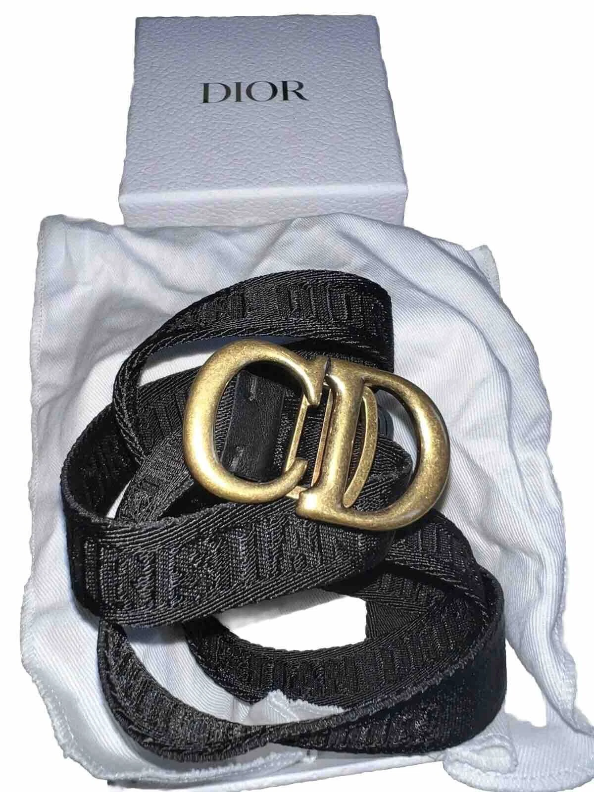 Ceinture tissu Christian Dior logo CD noir neuve en boîte taille 105 XL