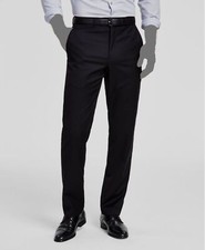  190 Ralph Lauren Men's Black Classic-Fit Wool Trousers Dress Pants Size 44W 30L