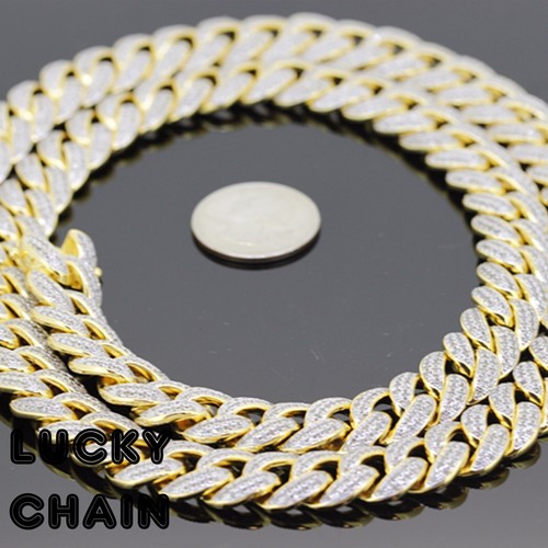 18K GOLD FINISH BLING OUT LAB DIAMOND 
