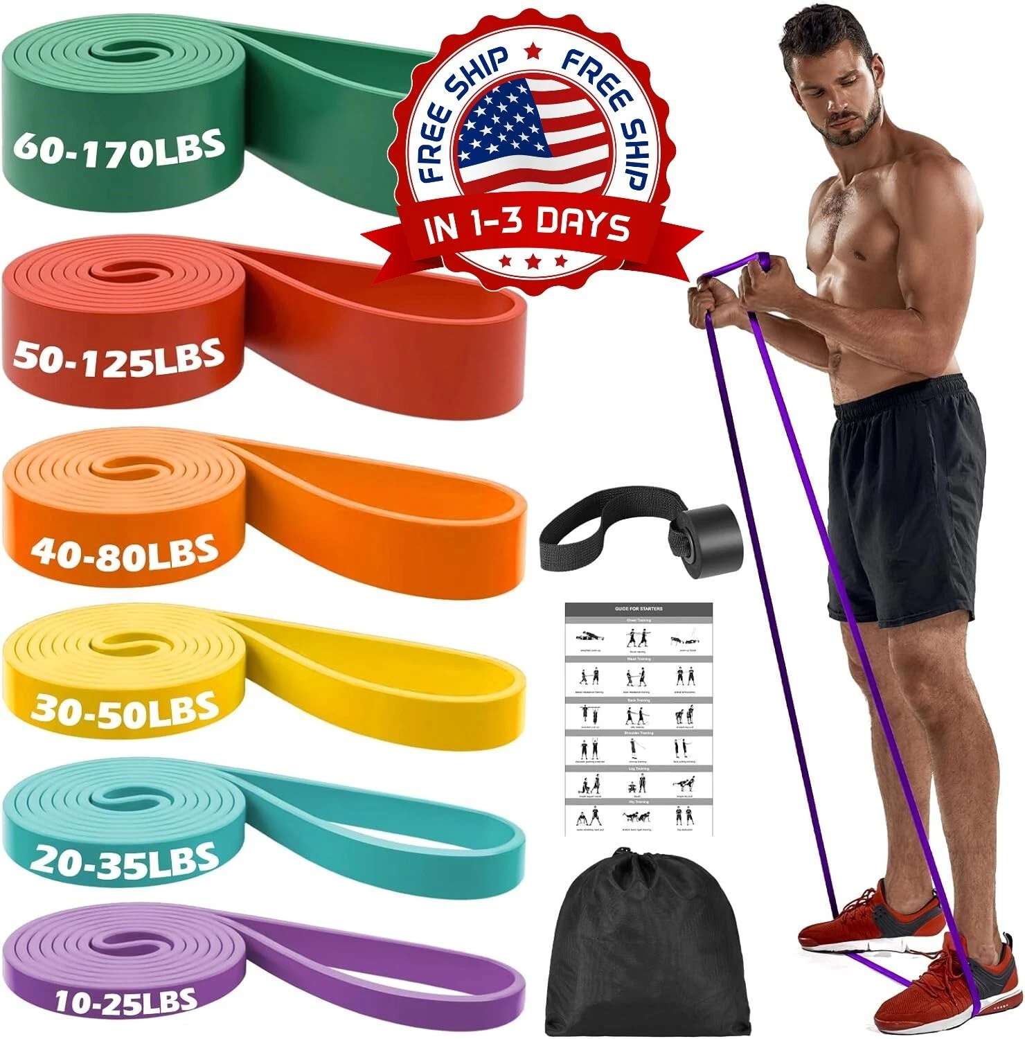 Kit Bandas Elasticas De Resistencia New Set Para Ejercicio Entrenamiento Estirar
