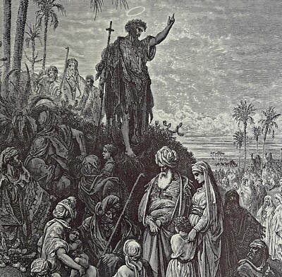 John The Baptist Preaches 1950 Gustave Dore Engraving Woodcut Print Art DWY8A