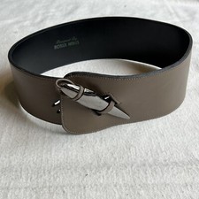 Vintage Robin Kahn Womens Wide Belt Brown Leather Silver Dagger Closure