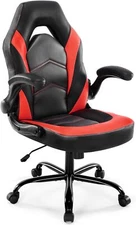 Ergonomic Gaming Chair - Mid Back PU Leather Home Office Desk Chairs, Flip Up