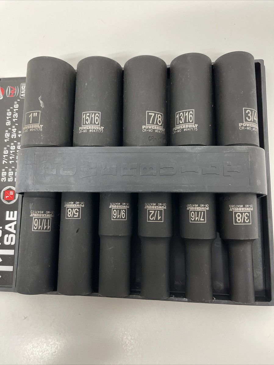 Powerbuilt 647049 Steckschlüsselsatz – 1/2 Zoll Antrieb, 6-tlg. SAE Deep, In Aufbewahrungsschale