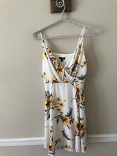 Express Womens Size S White Yellow Floral Sleeveless Dress