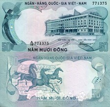 Beautiful Galloping Horses SOUTH VIETNAM P-30a 50 Dong Vietnam War-Era Crisp AU!