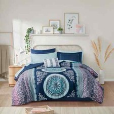 BEAUTIFUL BLUE TEAL AQUA PURPLE BOHO BOHEMIAN SOUTHWEST COMFORTER SET SHEETS