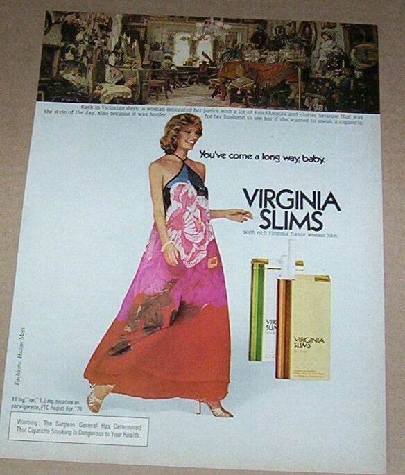 1975 Vintage Ad For Virginia Slims Cigarettes/70's Fashion /Model