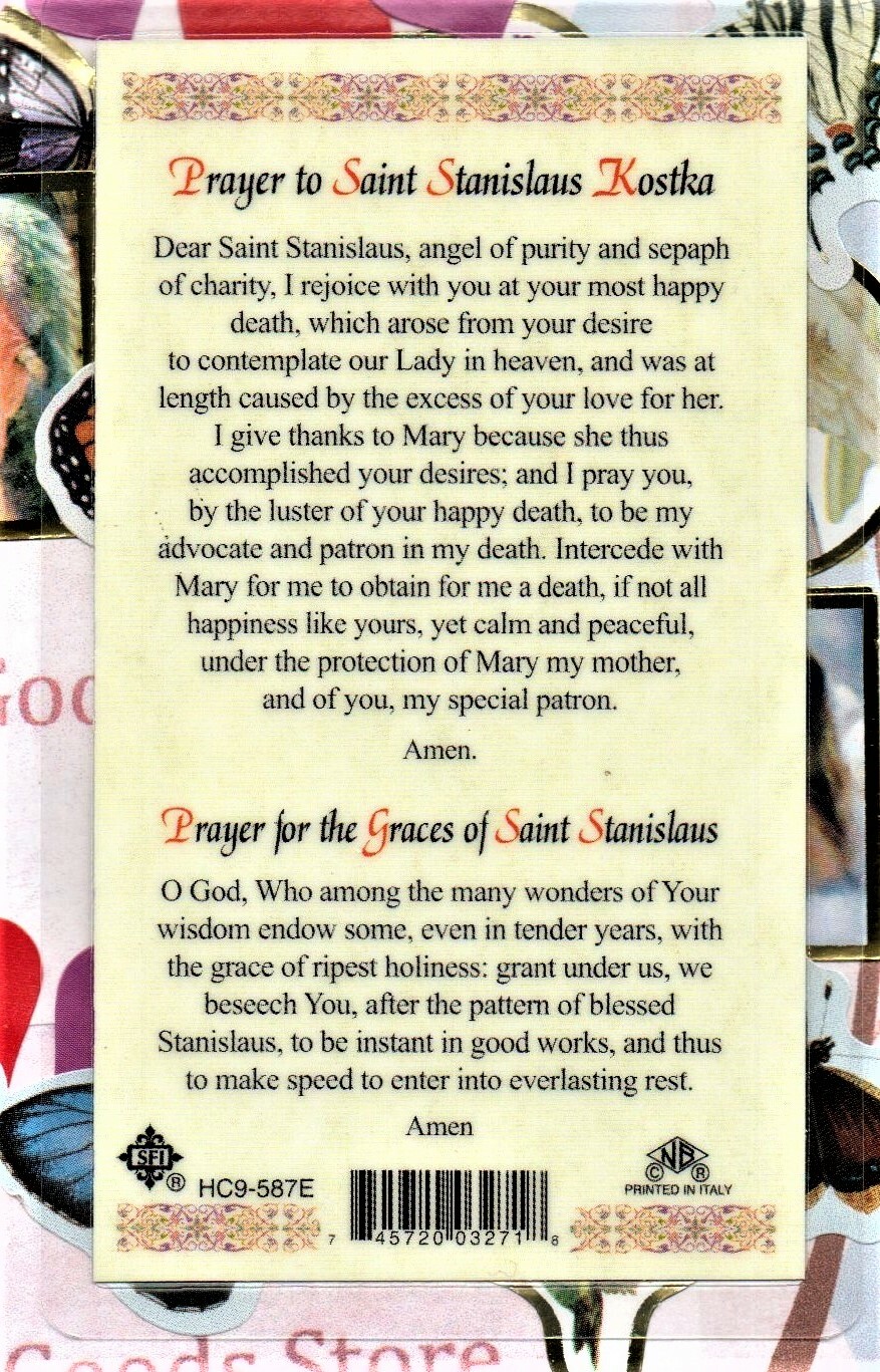 Prayer to St. Saint Stanislaus Kostka + Prayer for Graces Laminated Holy Card eBay