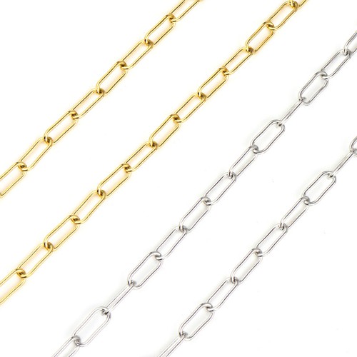 2meters Stainless Steel Chain 7mm width Gold Neckalce Chain Rolo Cable Chains - Picture 2 of 6